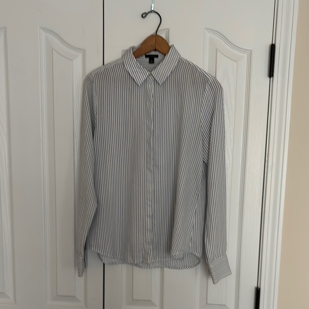 Ann Taylor Black and White Blouse Professional Top